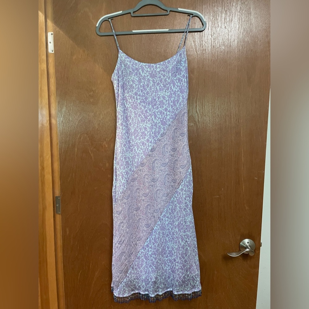Purple Midi Dress with Lace Details